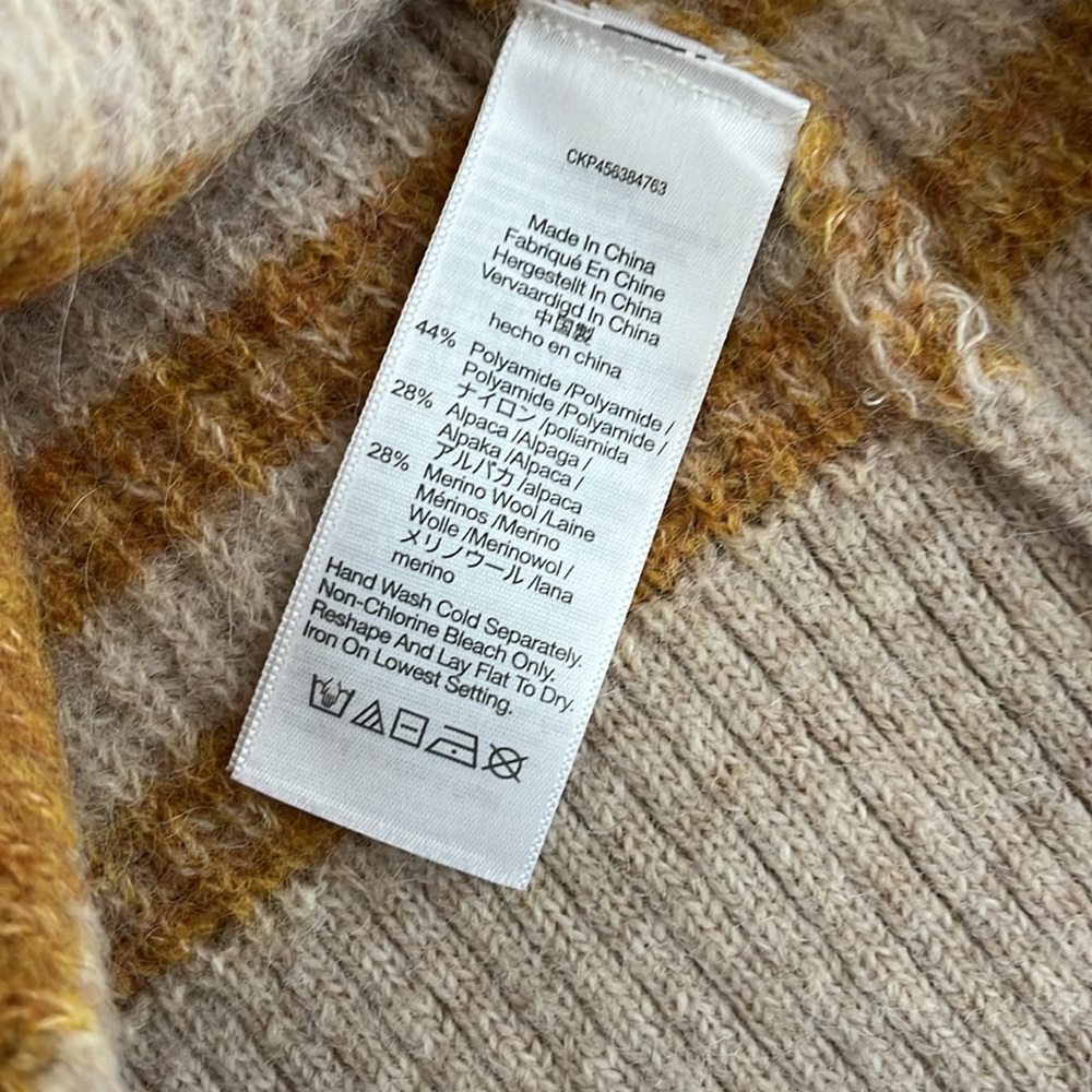 Madewell Gold Striped Wool Sweater, NWOT - Picture 5 of 5